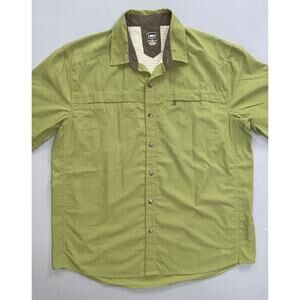 REI Men's Vented Short Sleeve Button Front Fishing, Hiking Shirt. Green, Men's L